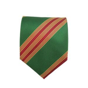 Designer Mens Striped Print Classic Tie Green Red Yellow